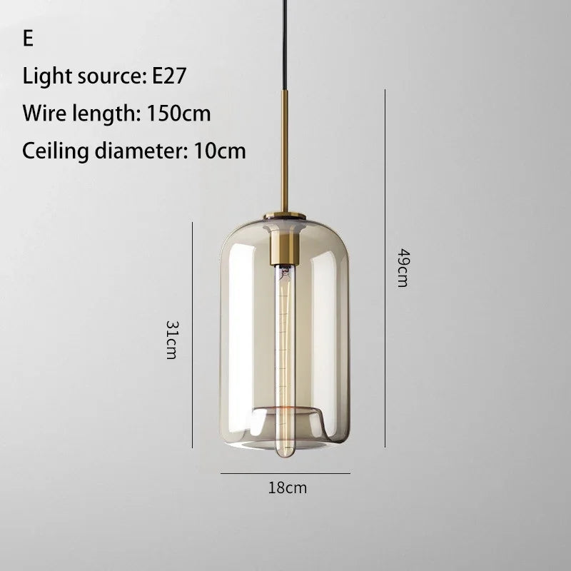 DecorBites™ Industrial Retro LED Glass Pendant Light Chandelier for Kitchen Restaurant