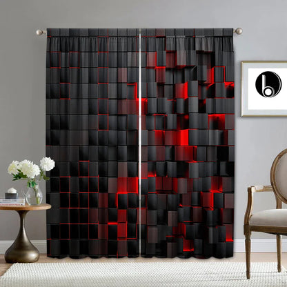 Decobites Red Rod Pocket Curtains for Home Decoration, Kitchen, Coffee Shop, Living Room