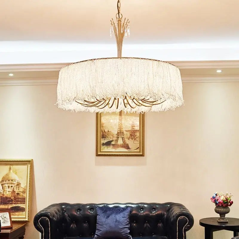DecorBites™ Crystal Chandelier: Modern Clear Glass Pendant Lamp for Villa Hall and Bedroom