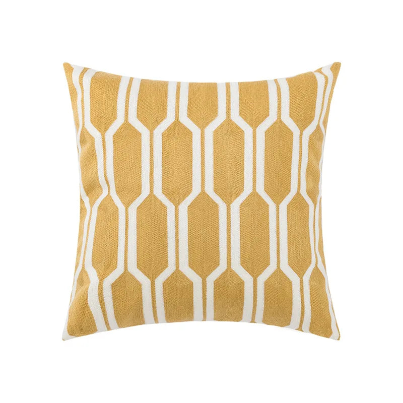 DecorBites™ Daisy Yellow Floral Geometric Pillow Cover - Soft Cozy Embroidery for Living Room