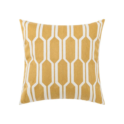 DecorBites™ Daisy Yellow Floral Geometric Pillow Cover - Soft Cozy Embroidery for Living Room