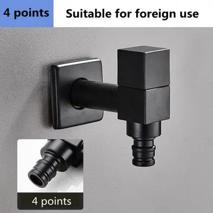 صنبور غسالة ملابس أسود مثبت على الحائط من DecorBites™ - صنبور مياه للحديقة والحمام الخارجي