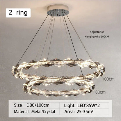 DecorBites™ Crystal Ring Chandelier: Modern Dimmable LED Ceiling Fixture