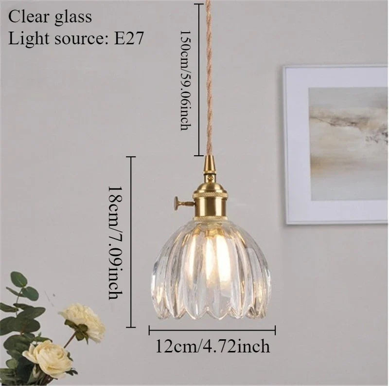 Vintage Champagne Glass Pendant Light With Iron Finish
