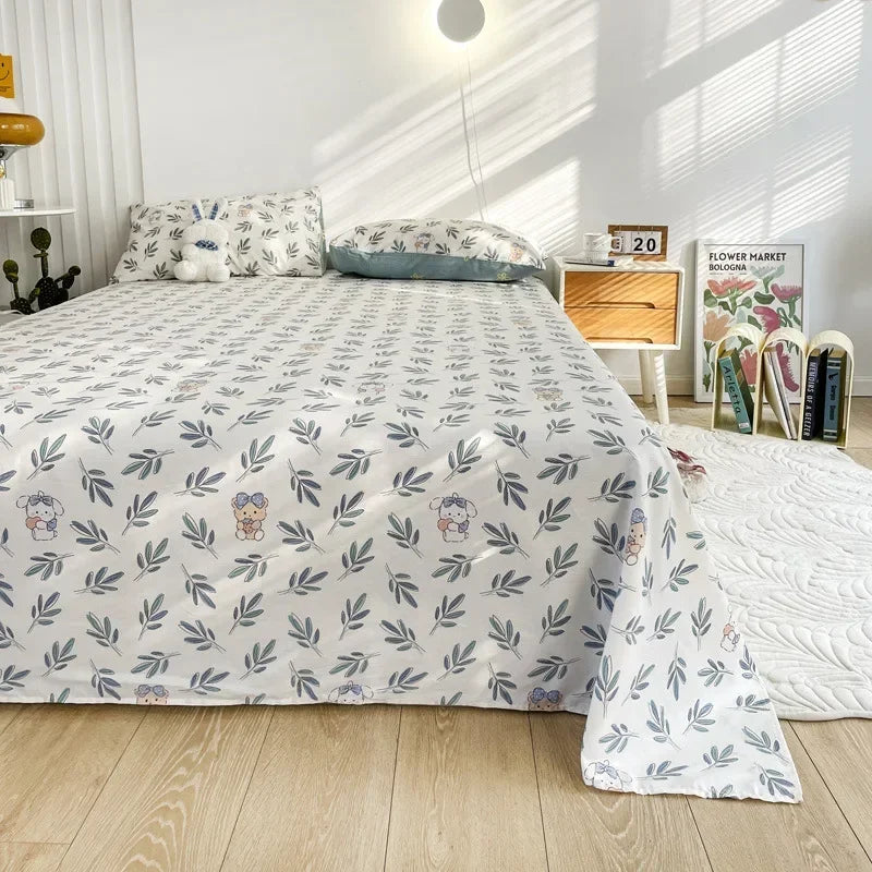 Decobites Tropical Plants Print Cotton Double Bed Sheet for Soft & Comfortable Sleep