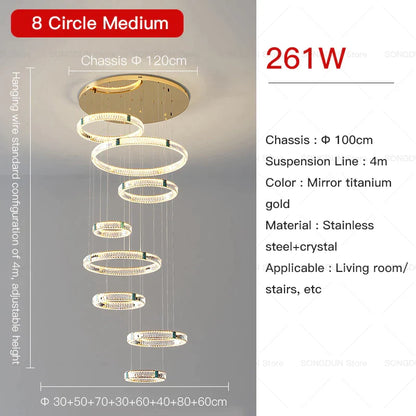 DecorBites™ Duplex Crystal Chandelier for Modern Living Room & Empty Stairwell Building