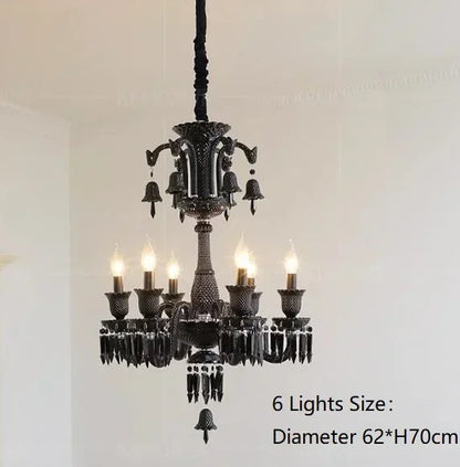 DecorBites™ Black Crystal Chandelier: Luxury Lighting for Villa Hotel, Living Room, Dining Room