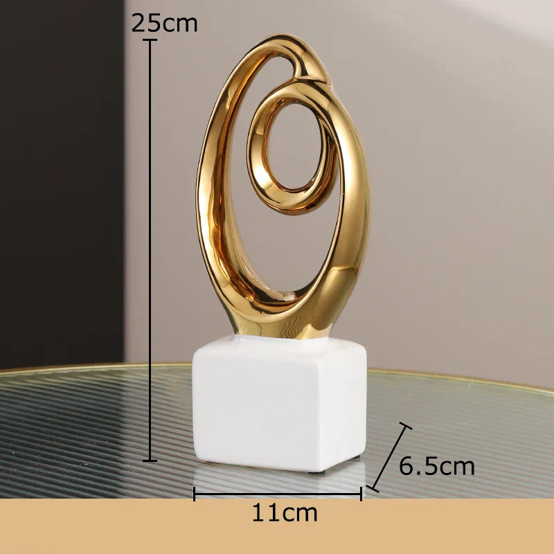 Estatua Cerámica Abstracta de Cadena de Oro Decorbites™ Decoración de Escritorio Ornamentos Escultura Estética