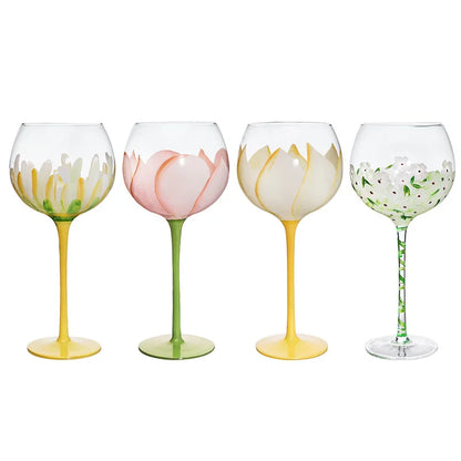 DecorBites™ Hand Painted Glass Goblet: Creative Red Wine Glasses Cup for Wedding Party