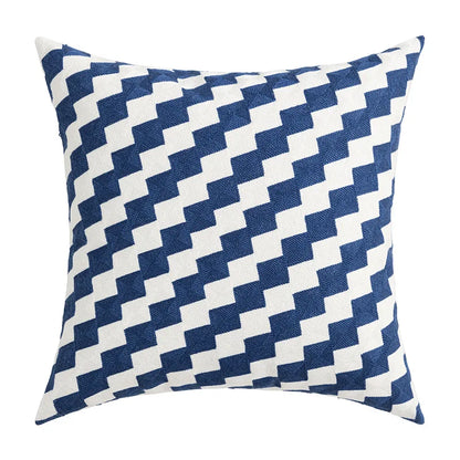 DecorBites™ Coastal Chic Blue Geometric Cushion Cover 45x45cm Soft Cotton Breathable Zipper
