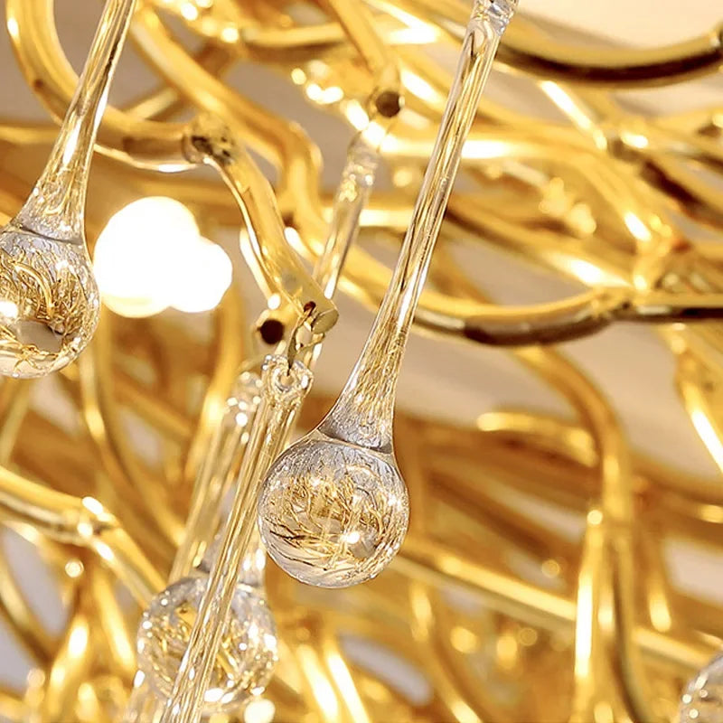 DecorBites™ Golden Chandelier Modern Luxury LED Glossy Ceiling Lamp