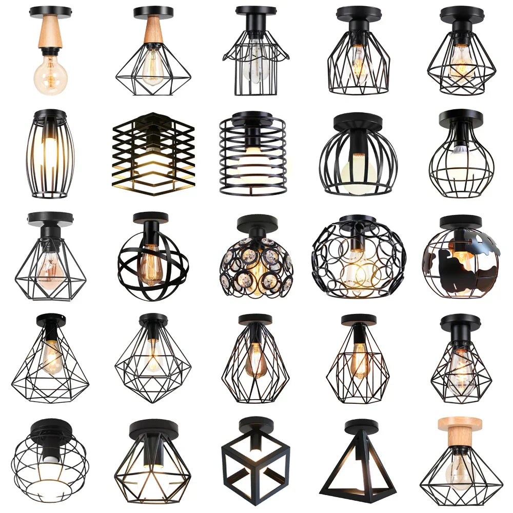 DecorBites™ Industrial LED Ceiling Light: Modern Retro Loft Plafonniers for Living Room Kitchen Cage Home Decor