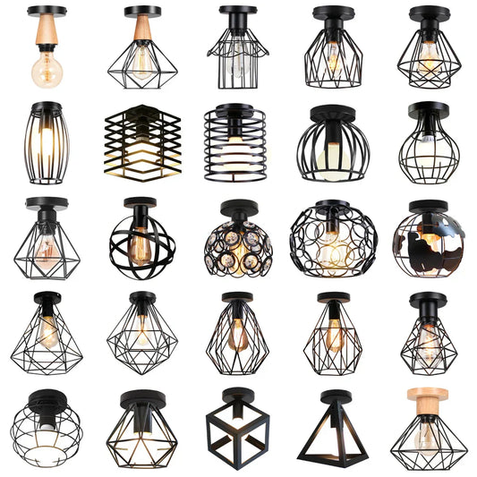 DecorBites™ Industrial LED Ceiling Light: Modern Retro Loft Plafonniers for Living Room Kitchen Cage Home Decor