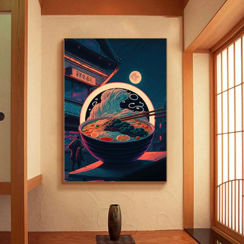 DecorBites™ Japanese Food Neon Posters Canvas Painting for Home Kitchen Decor
