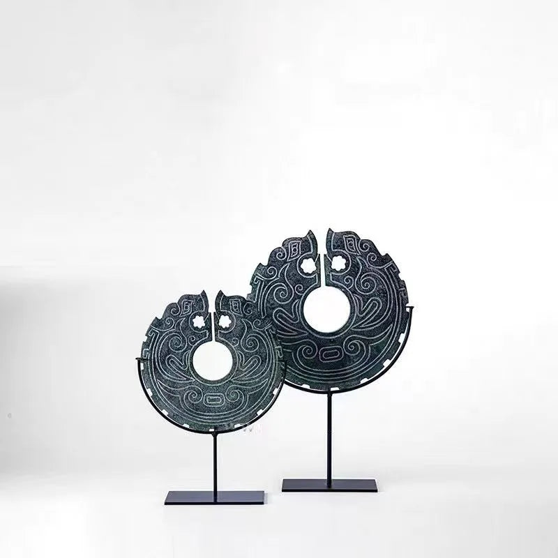 Estatua de resina con forma de tótem geométrico DecorBites™ | Accesorio decorativo retro chino para el hogar