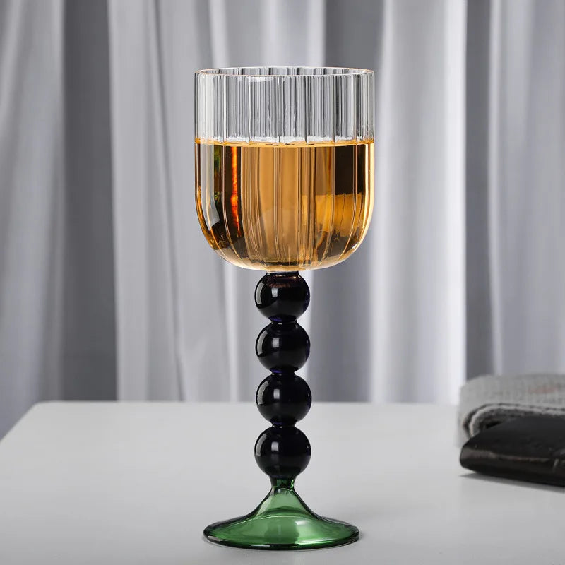 DecorBites™ Deluxe 12oz Colored Wine Glass Twister Stem Cup - Heat Resistant Retro Design