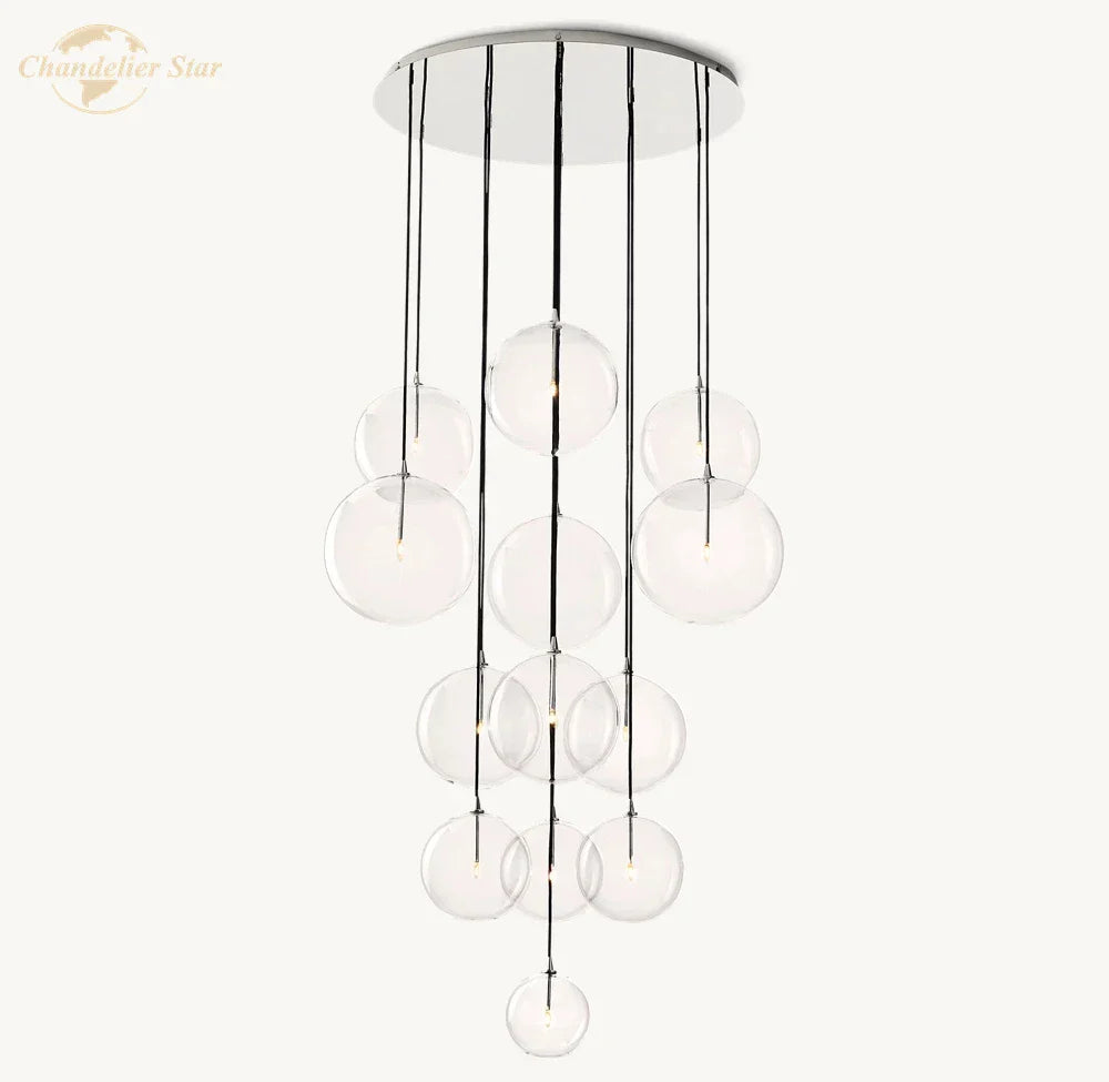 DecorBites™ Clear Glass Globe Cluster Chandeliers Pendant Lights for Living Room and Staircase