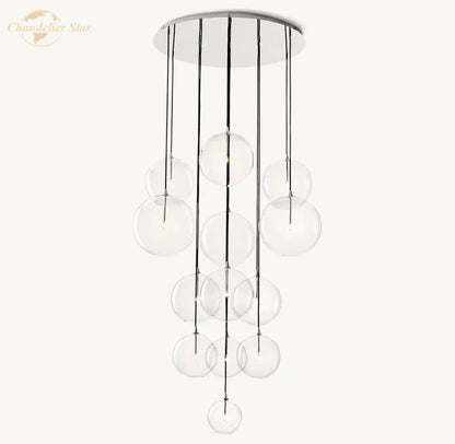 DecorBites™ Clear Glass Globe Cluster Chandeliers Pendant Lights for Living Room and Staircase