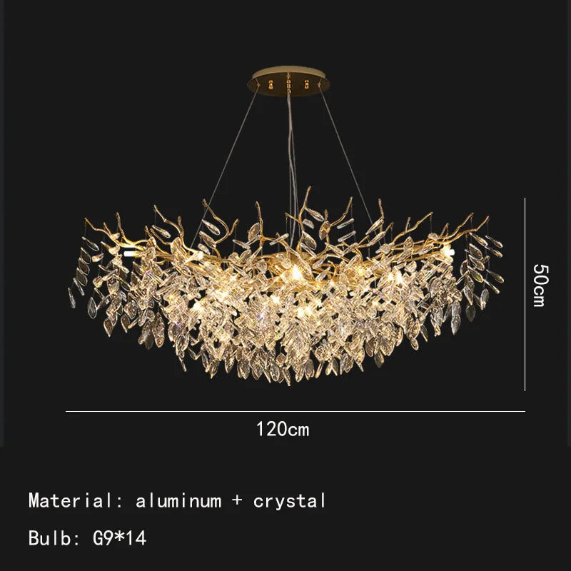 DecorBites™ Gold Aluminium Crystal Chandelier for Elegant Dining Room Lighting