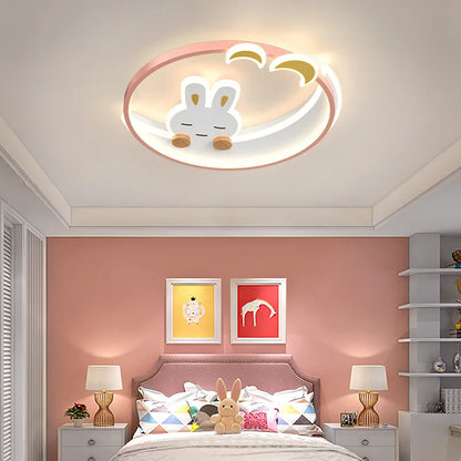 DecorBites™ Kids Crescent Moon Rabbit Ceiling Chandelier LED Bedroom Light