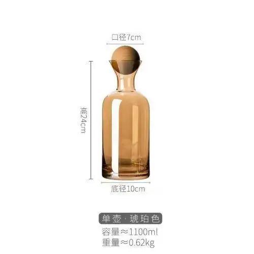 إبريق ماء زجاجي رمادي كهرماني من ديكوربايتس™ بمقبض، وإبريق شاي مقاوم للحرارة وإبريق عصير