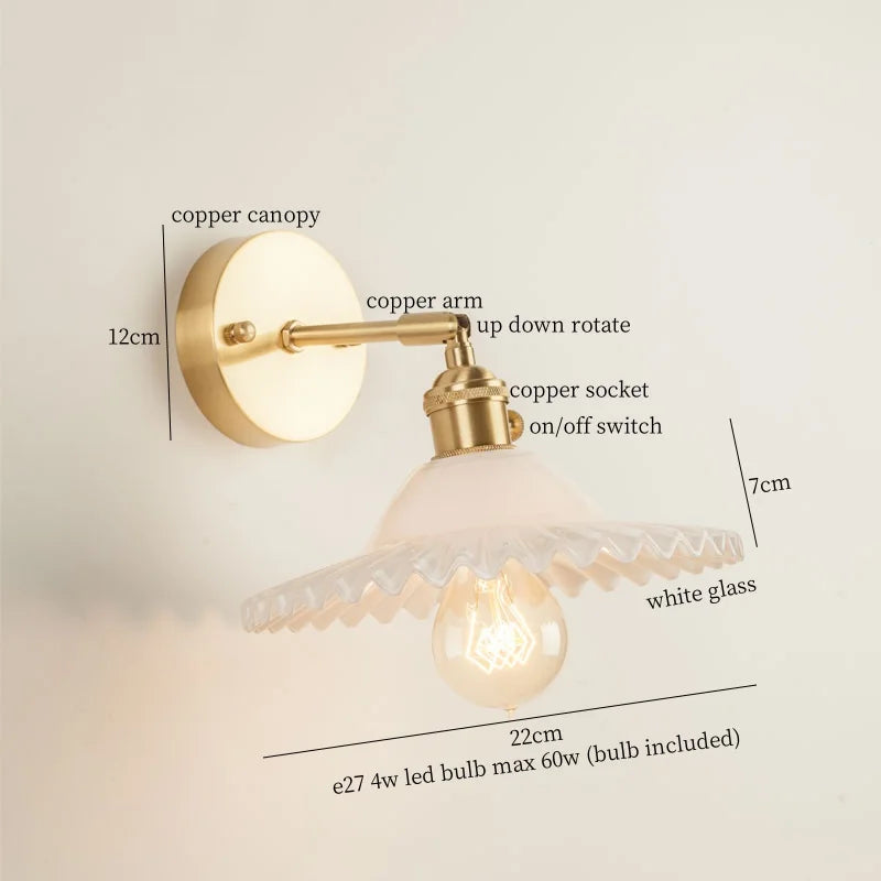 DecorBites™ Green Glass LED Wall Light Fixture | Modern Nordic Pull Chain Lamp