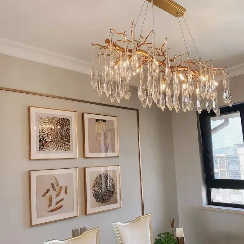 DecorBites™ Gold LED Branch Chandelier for Living Room, Bedroom, Hotel - Modern Luxury Aluminum Pendant Light