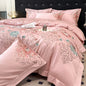 Decobites Luxury Flowers Embroidery Cotton Bedding Set - Queen King Size