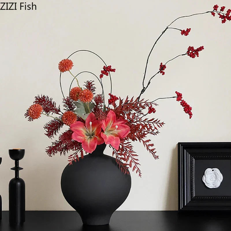 DecorBites™ Big Belly Ceramic Vase for Minimalist Floral Arrangements