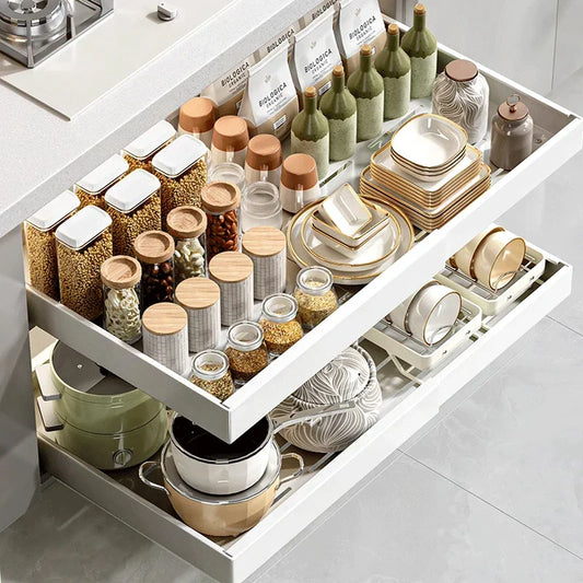 DecorBites™ Kitchen Storage Rack Drawer Organizer with Slide Rails