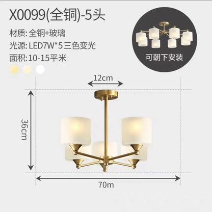 DecorBites™ LED Black/Gold Ceiling Chandelier with Lampshade for Elegant Living Room Decor