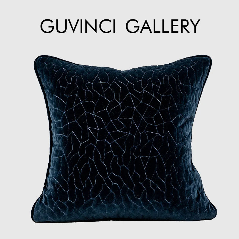DecorBites™ Lahulpe Navy Blue Velvet Cushion Cover with Constellation Embroidery, 45x45cm