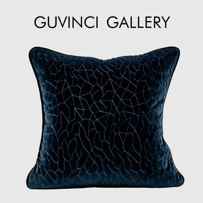 DecorBites™ Lahulpe Navy Blue Velvet Cushion Cover with Constellation Embroidery, 45x45cm