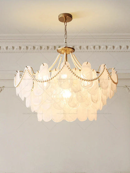 Lámpara de jardín tipo araña francesa DecorBites™ con cristal K9 | Diseño elegante de concha de perla