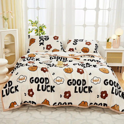 Manta de franela afelpada DecorBites™ - Funda de sofá y sábana para cama Queen doble, ideal para todas las estaciones