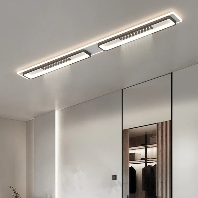 DecorBites™ LED Chandelier Lights Remote Dimming Black White Modern Long Living Room Bedroom Hall Lamps