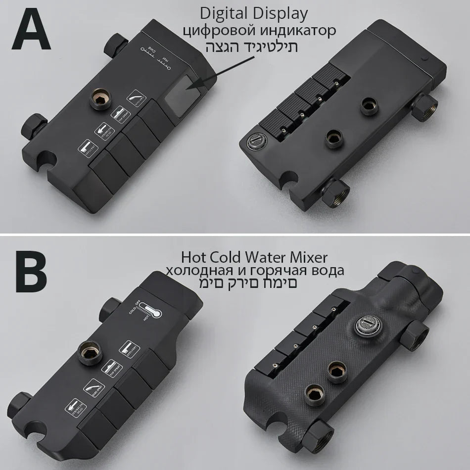 DecorBites™ Digital Rainfall Shower System Mixer Set 4-way Bathroom Faucets Kit