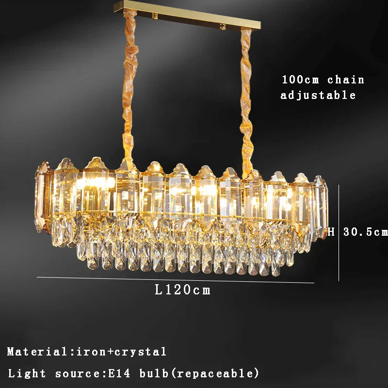 DecorBites™ Gold Amber Crystal Chandelier Lights Modern Room Decor Hanging Lamp