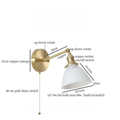 DecorBites™ Green Glass LED Wall Sconce, Pull Chain Switch, for Bedside, Bathroom, Living Room