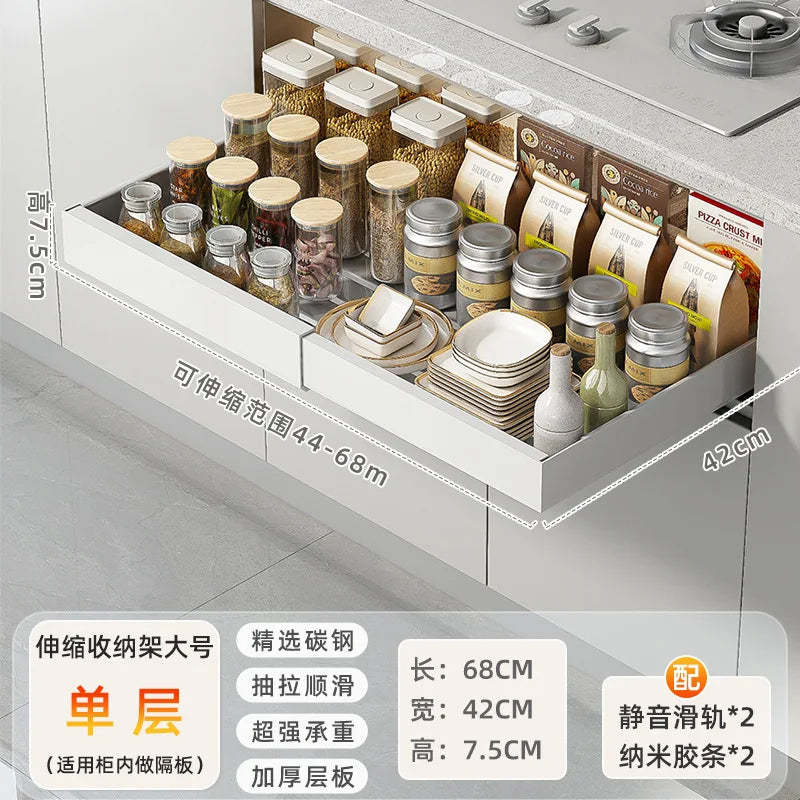 DecorBites™ Kitchen Storage Rack Drawer Organizer with Slide Rails