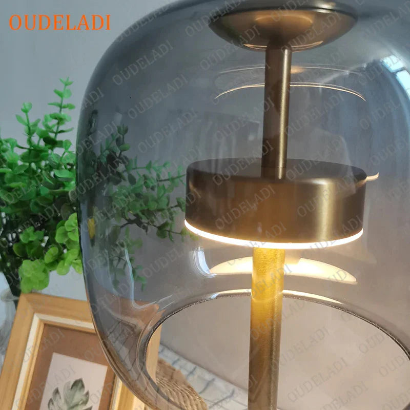 DecorBites™ Gold Glass LED Desk Lamp for Modern Luxury Home Decor