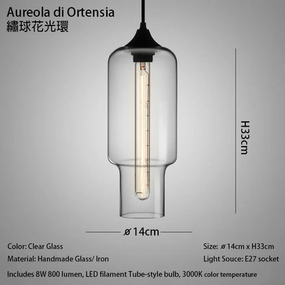 Handmade Glass Nordic Pendant Light With Chrome Finish