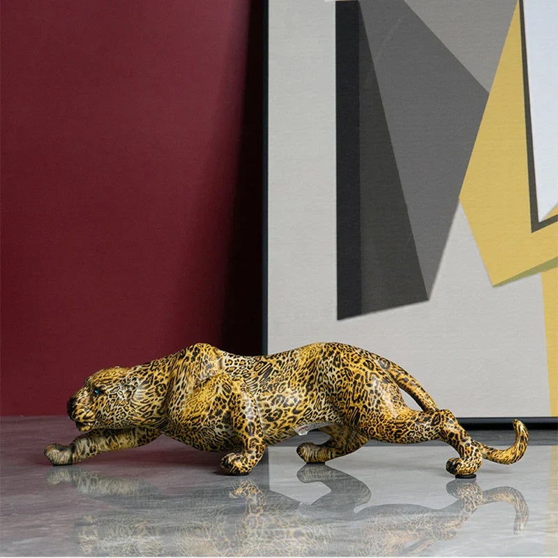 DecorBites™ Leopard Resin Statue: Modern Africa Wildlife Panther Sculpture for Home & Office