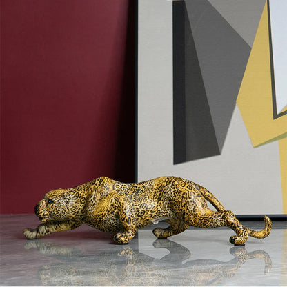 DecorBites™ Leopard Resin Statue: Modern Africa Wildlife Panther Sculpture for Home & Office