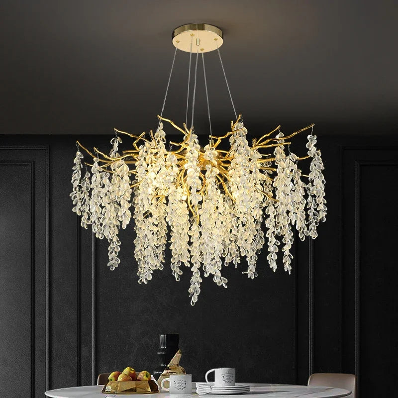 DecorBites™ Golden Branch Crystal Chandelier for Luxurious European Living Room