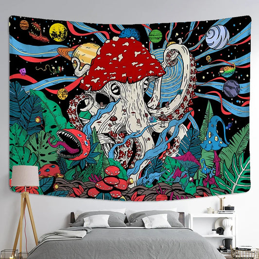 Decobites Abstract Mushroom Tapestry Wall Hanging for Psychedelic Room Decor