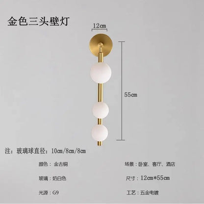 DecorBites™ Glass Ball Wall Lights Living Room Coffee Shop Gold Black Pearl Mirror Light