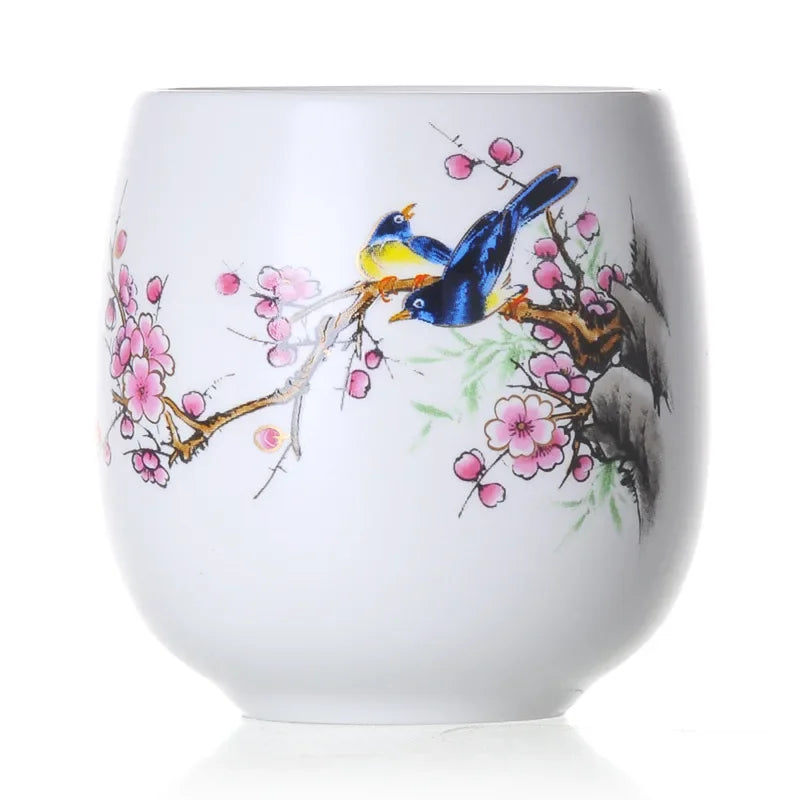 DecorBites™ Ceramic Kung Fu Tea Cup With Handle White Porcelain Drinkware