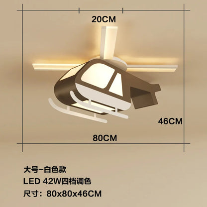 DecorBites™ Cartoon Helicopter Ceiling Fan Light for Children's Room