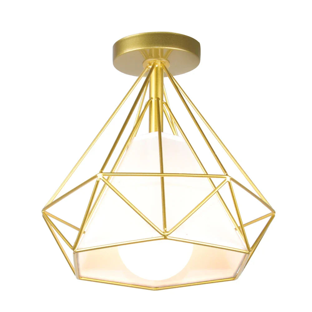 Decorbites™ Lámpara de Techo de Jaula de Hierro Dorado Moderna Decoración Nórdica Retro para Loft E27